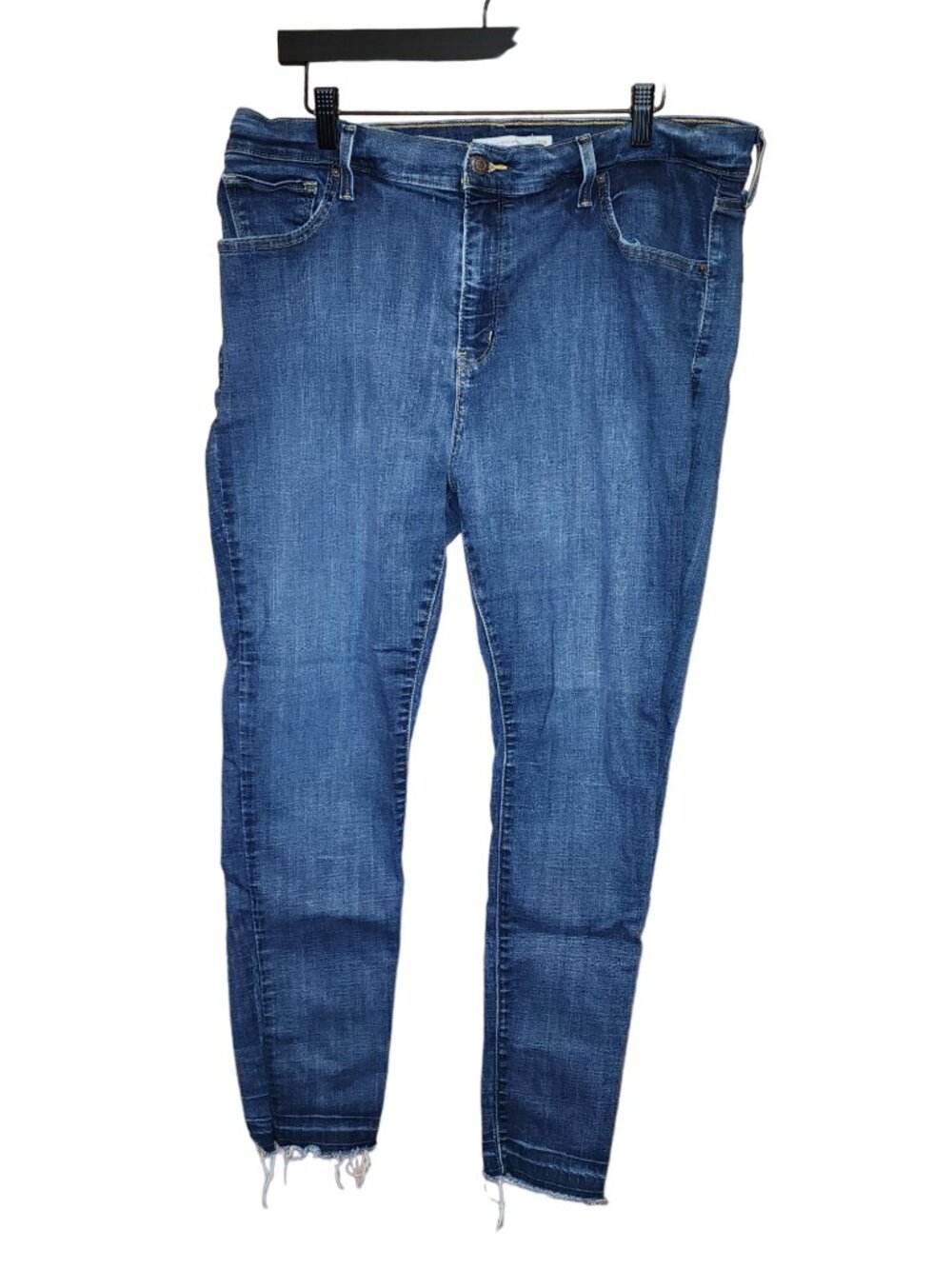 Levis 721 High rise skinny dark wash raw hem Womens size 18W
